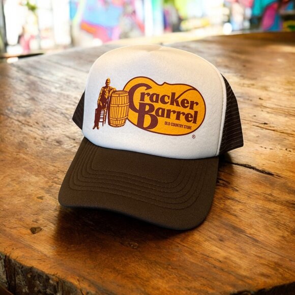 Cracker Barrel Mens Trucker Hat Brown Old Country Store Retro Logo Cap - Picture 1 of 3